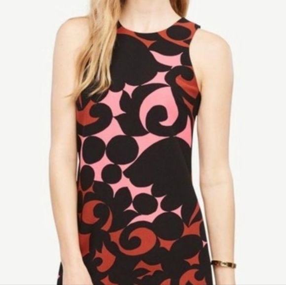 Ann Taylor sz 6 new red pink black sleeveless dress - Picture 2 of 8